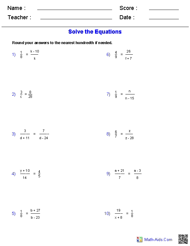 Algebra 1 Worksheets Equations Worksheets Equations, Solving