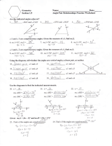 1.5 Describe Angle Pair Relationships Worksheet Answers