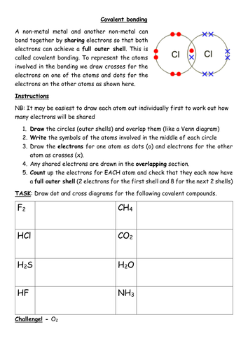 Covalent Bonding Worksheet