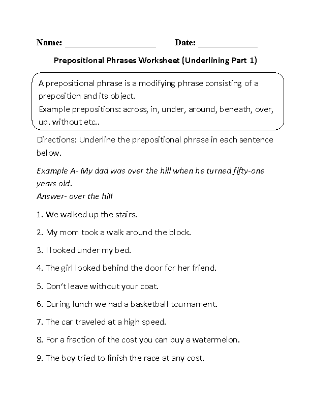 Adjective Phrase Worksheet For Grade 4