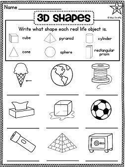 1st Grade 3d Shapes Worksheet
