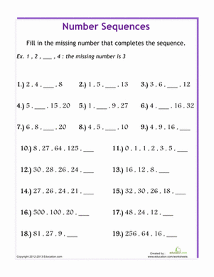 Number Sequence Worksheets 3rd Grade