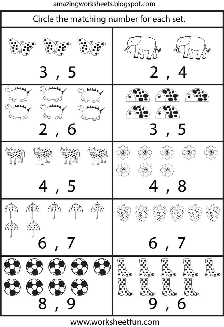 Number Worksheets For Kindergarten