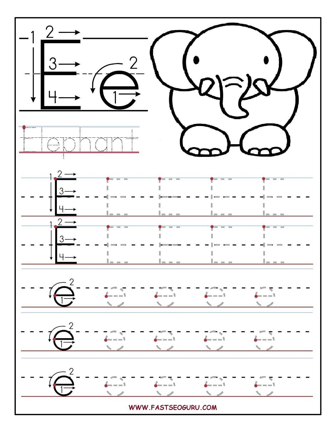 Letter E Worksheets For Preschool