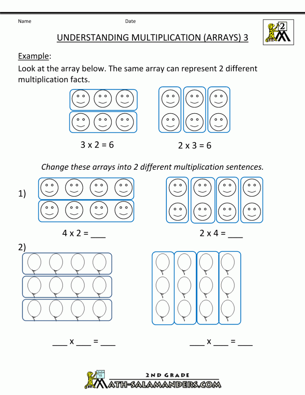 3rd Grade Math Worksheets Multiplication Arrays