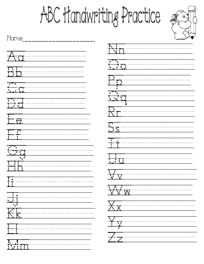 Writing Practice Sheets Printable