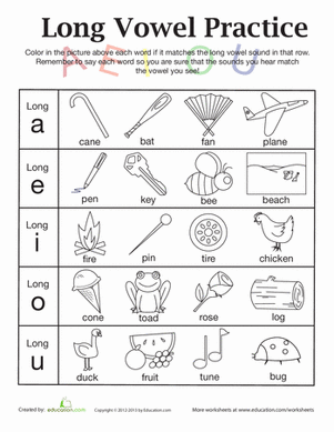 Long A Worksheets For First Grade