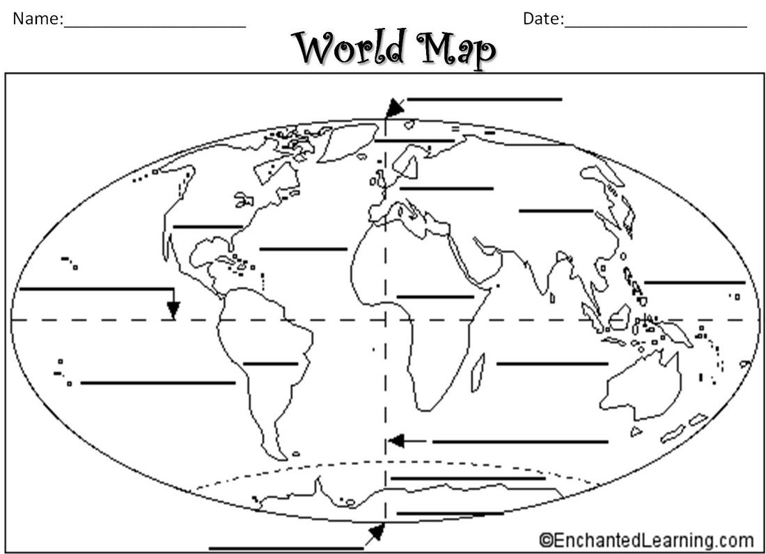 Continents And Oceans Worksheet For 2nd Grade