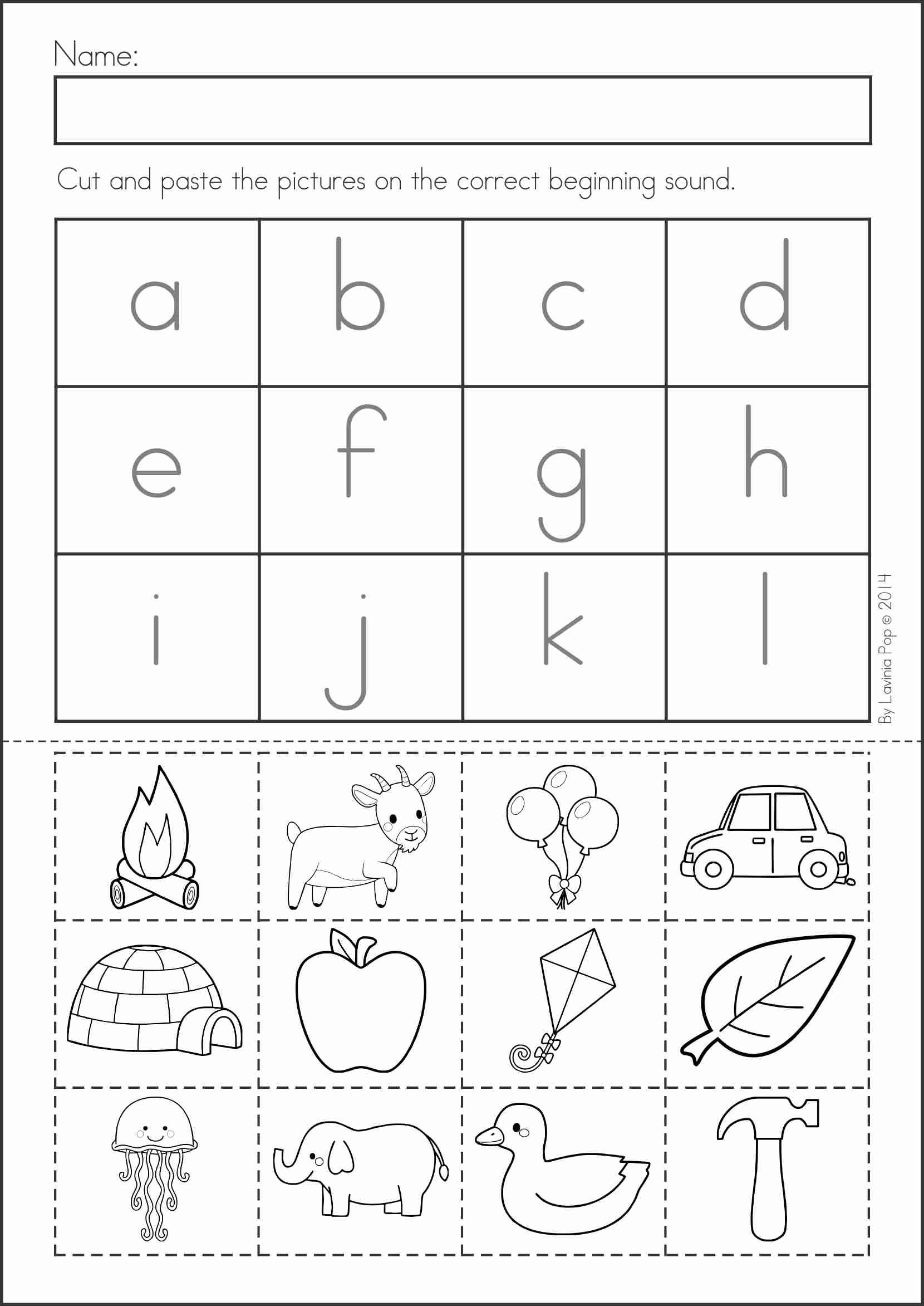 Beginning Sounds Worksheets Cut And Paste