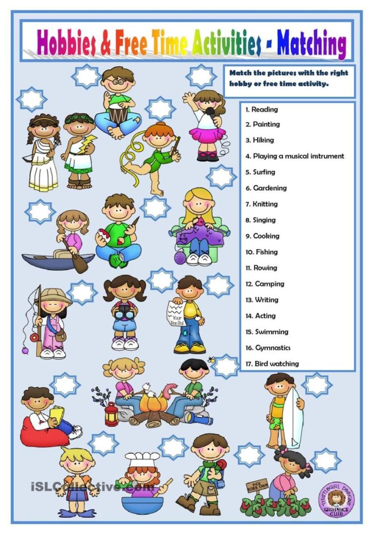 Free Time Activities Worksheet For Kids
