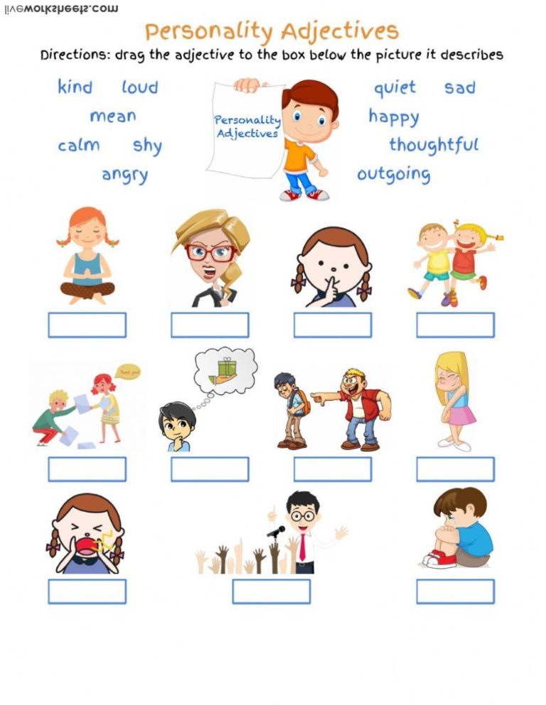 Personality Adjectives Worksheet