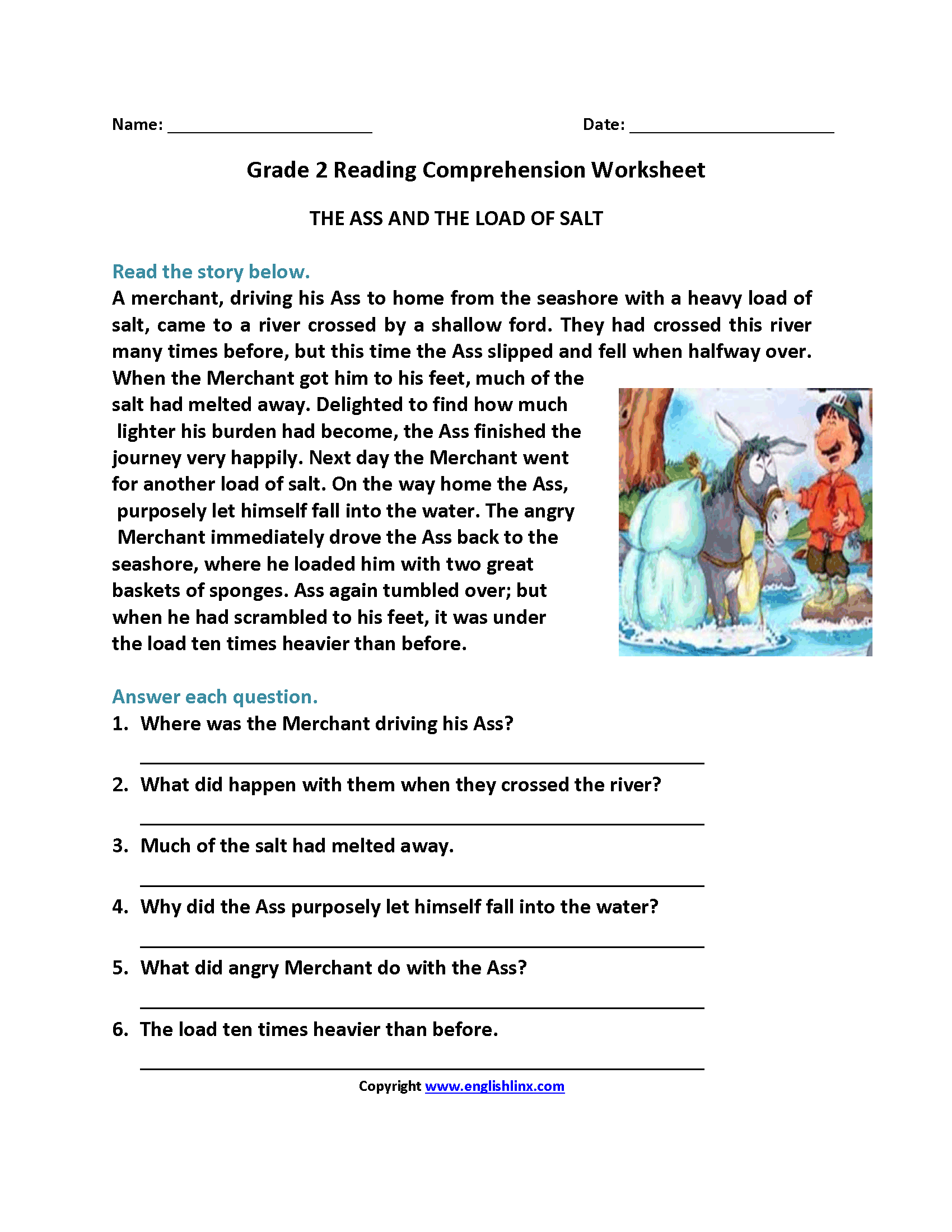 Comprehension For Class 2 With Answers