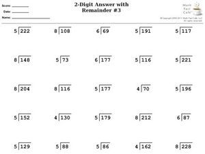 4th Grade Division Problems With Answers
