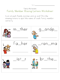 My Family Worksheets For Grade 1