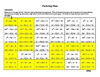 Factoring Practice Worksheet Algebra 2