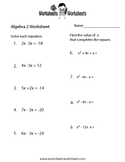 Completing The Square Worksheet With Answers