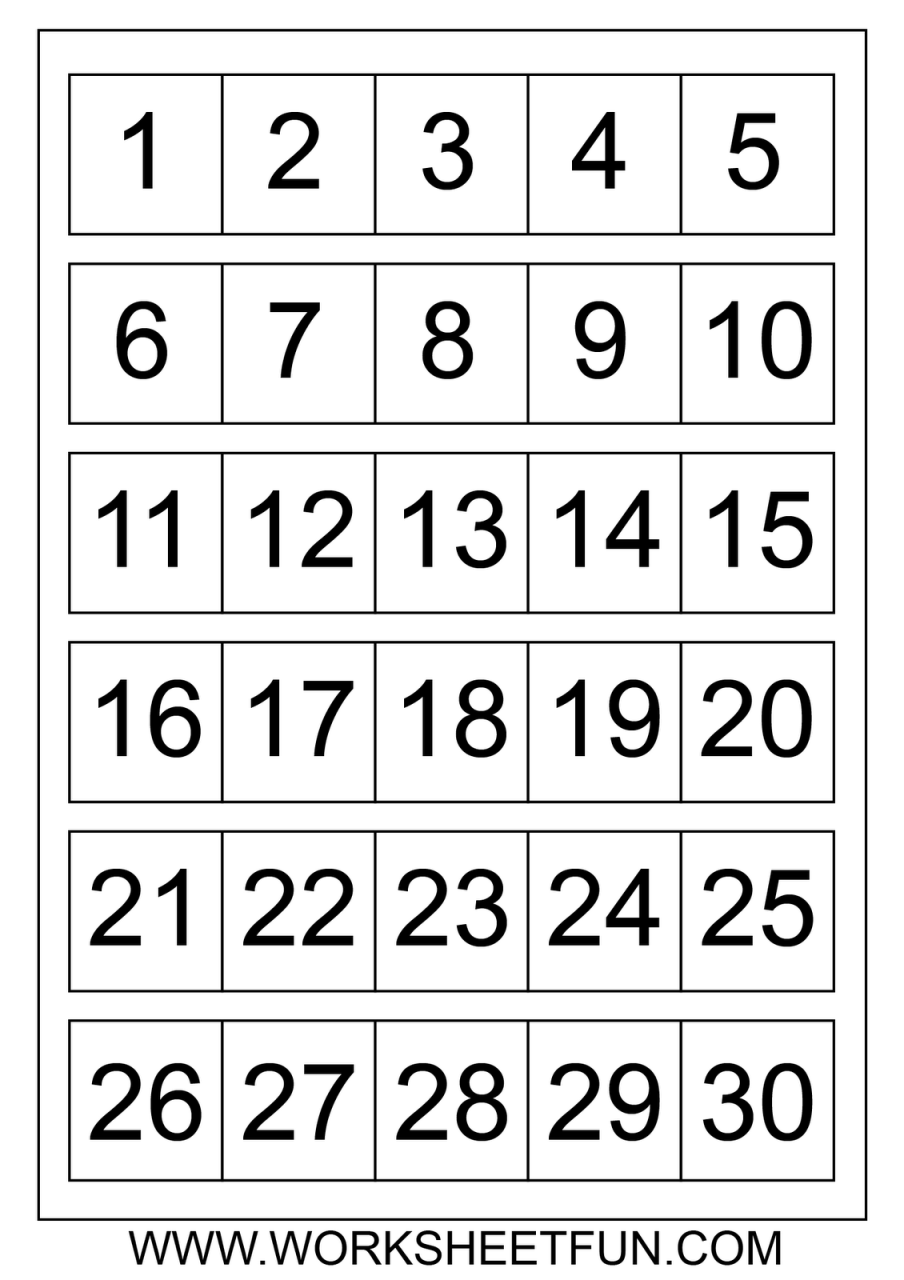 Numbers Printable Chart