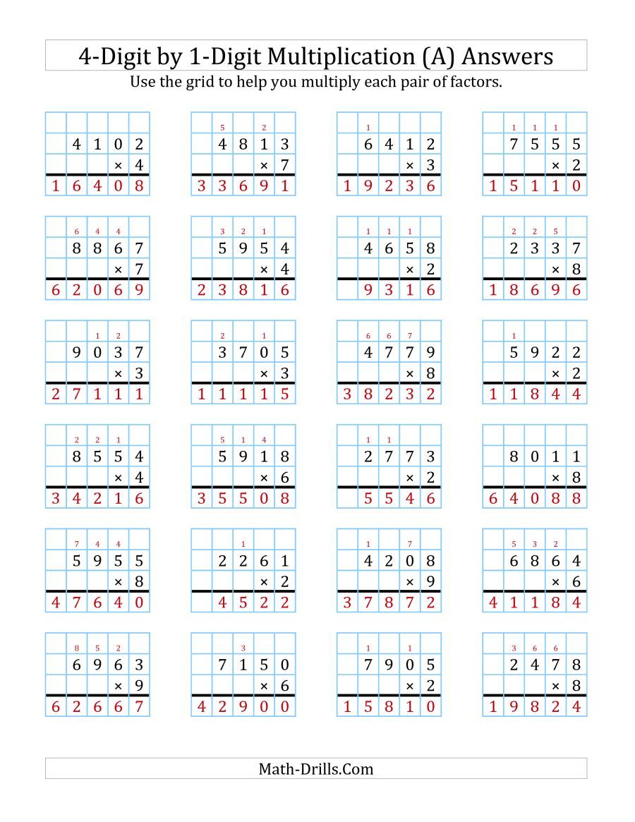 Long Division Worksheets With Grid Pdf