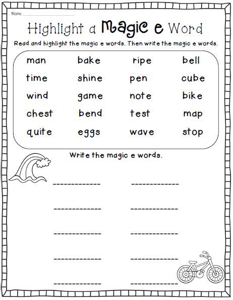 2nd Grade Magic E Words Worksheets