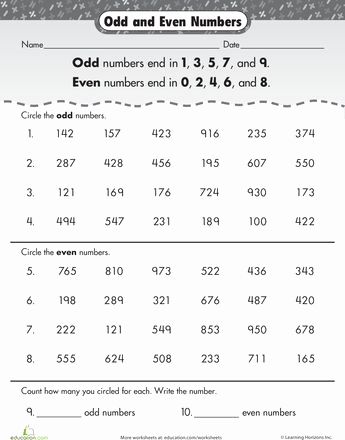 Odd And Even Numbers Worksheets Pdf