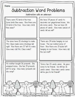 2 Digit Subtraction Word Problems 2nd Grade