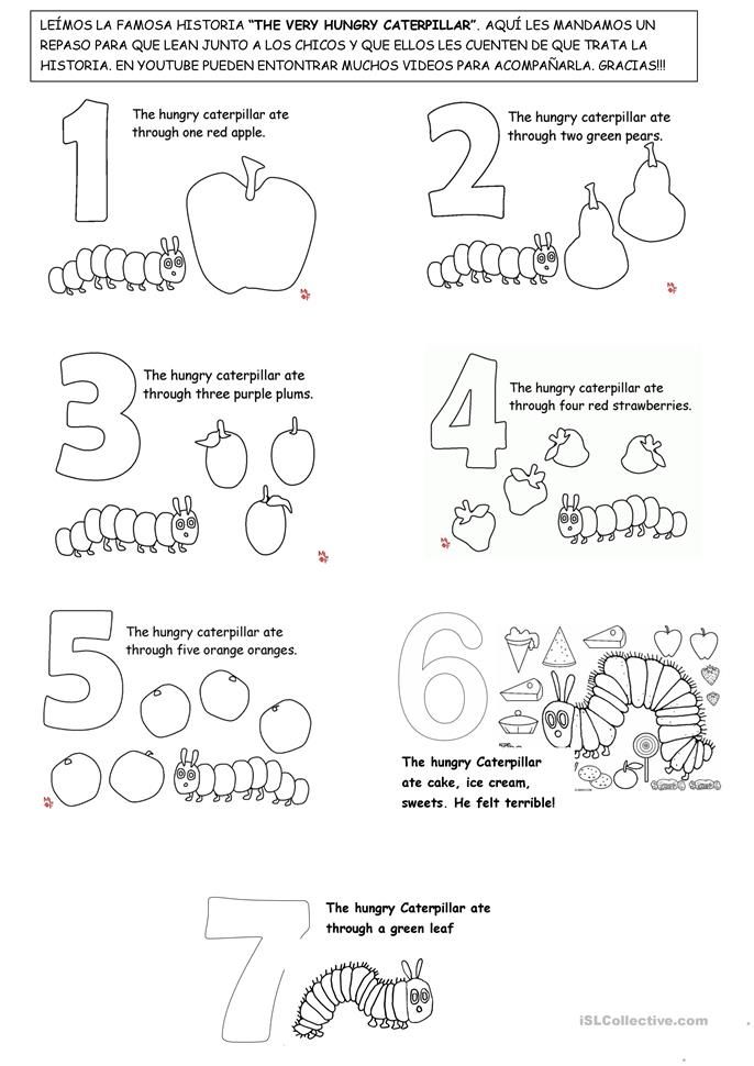 The Very Hungry Caterpillar Worksheets For Kindergarten