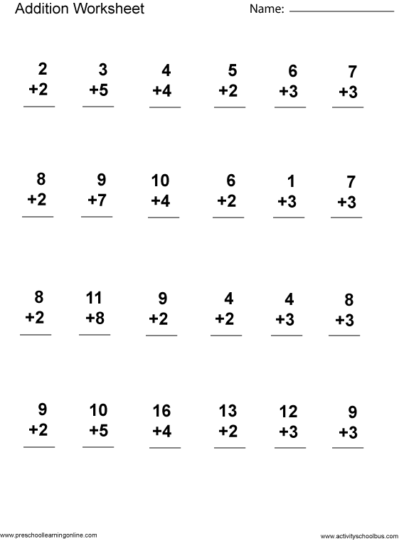 1st Grade Printable Math Practice Worksheets
