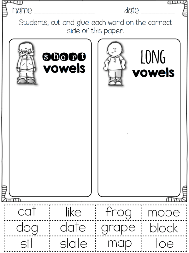 2nd Grade Identifying Long And Short Vowel Sounds Worksheets Pdf