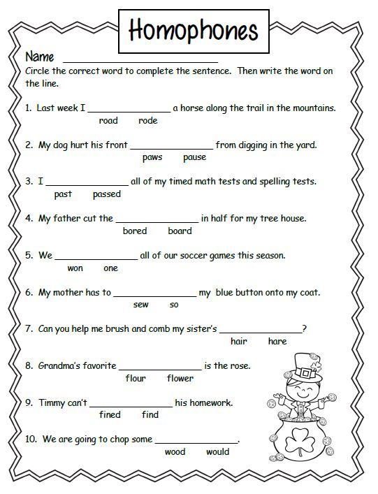 2nd Grade Homophones Worksheets For Grade 2