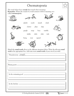 2nd Grade Onomatopoeia Worksheets
