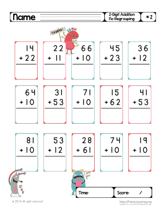Two Digit Addition With Regrouping