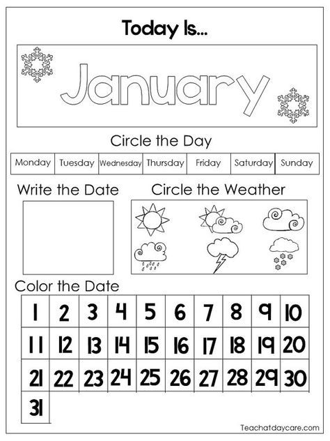 Preschool Days Of The Week Worksheets Pdf