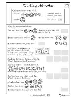 Counting Coins Worksheets 3rd Grade