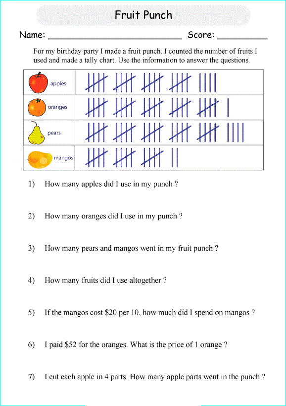Tally Chart Worksheets Grade 2 Pdf