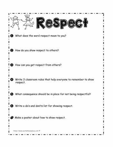Respect Worksheets For First Grade