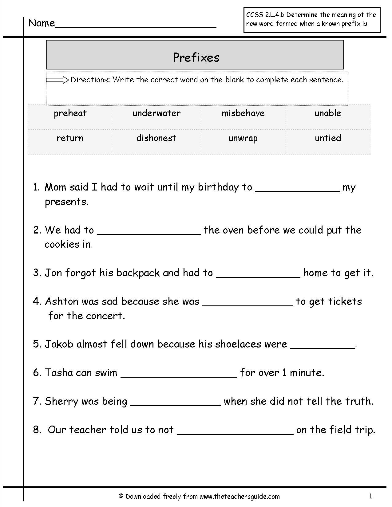 Prefixes And Suffixes Worksheets For Grade 4