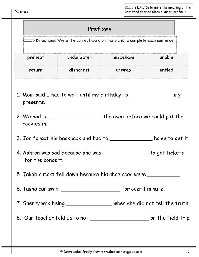 Prefixes And Suffixes Worksheets For Grade 5