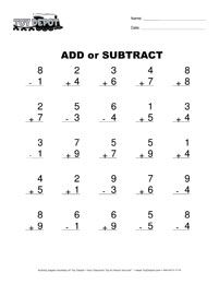 1st Grade Math Worksheets Subtraction And Addition