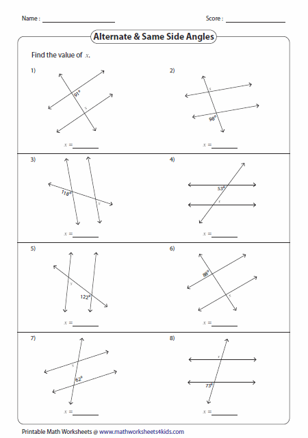 Interior And Exterior Angles Worksheet With Answers