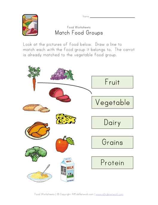 Food Groups Worksheets For Grade 4