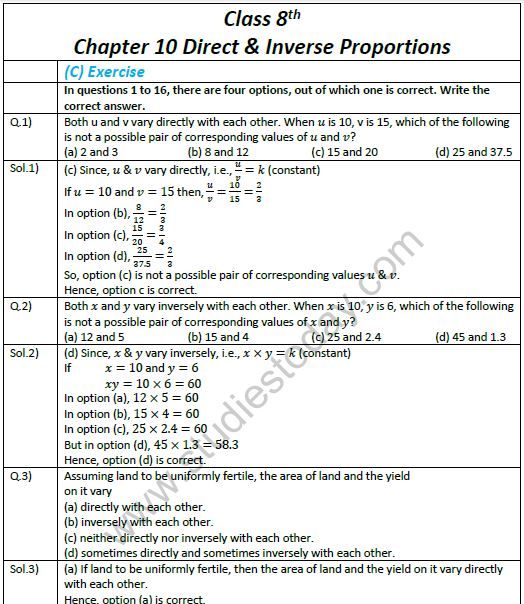 Direct Variation Worksheet Answer Key