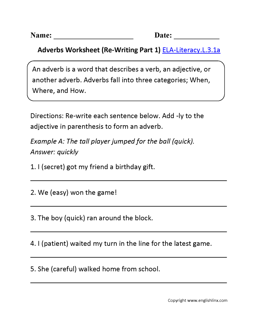 10th Grade Adjective Phrase Worksheet