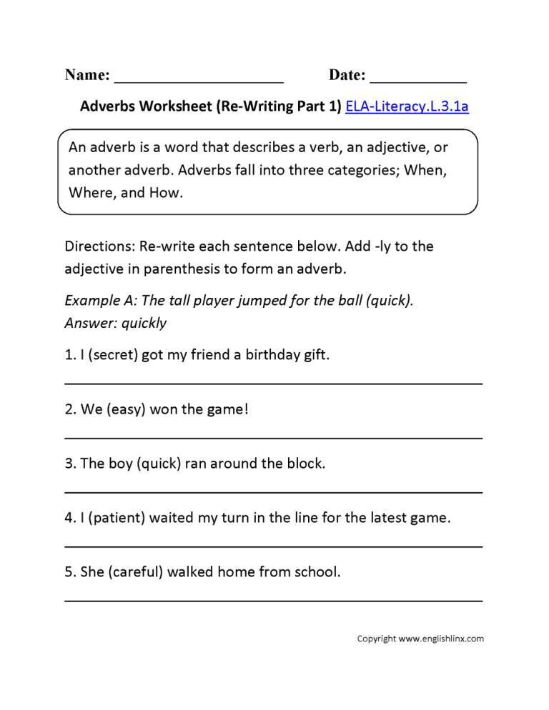 3rd Grade Adjectives Worksheets For Grade 3 With Answers