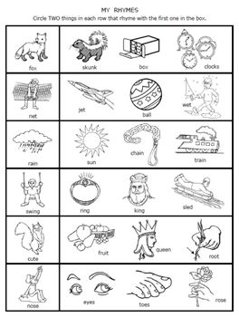 Rhyming Worksheets For Preschoolers