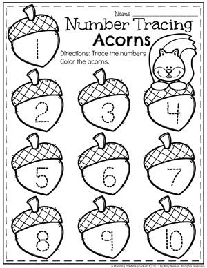 Preschool Tracing Worksheets Fall