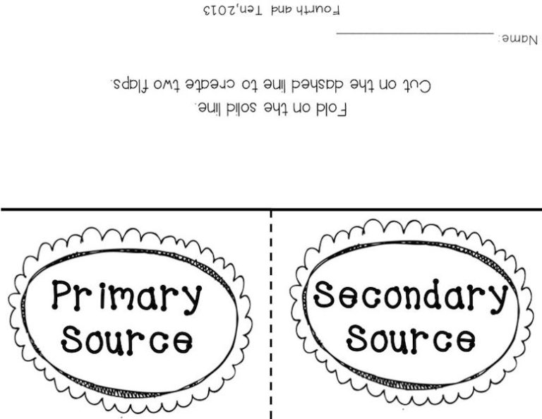 Primary And Secondary Sources Worksheet Answers