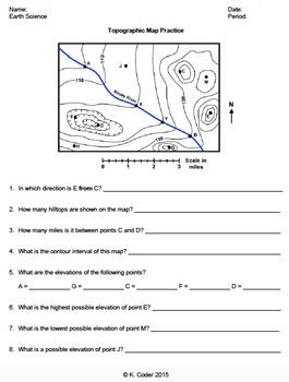 Topographic Map Worksheet 4th Grade