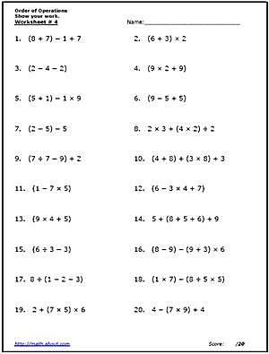 Free Algebra Worksheets