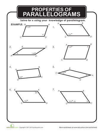 Special Parallelograms Worksheet Answers