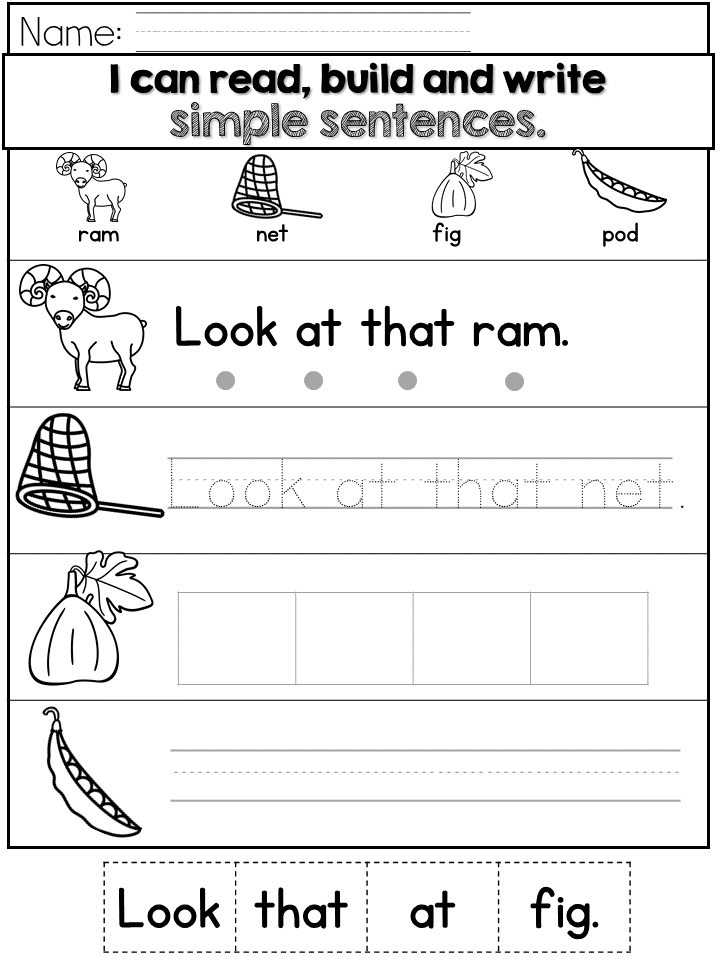 Simple Sentence Worksheet For Kids